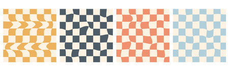 Retro groove poster set. Nostalgic square background in nineties style. Playful squares print for poster, cover, postcard, vector illustrationのイラスト素材