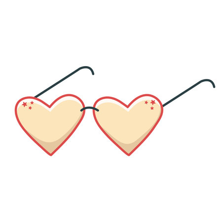 Heart glasses clip art vector illustration. Cute kid glasses in shape of heart with stars. Baby accessory, isolated vector illustrationのイラスト素材