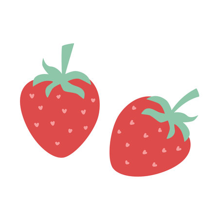 Ripe strawberry clip art. Garden juicy red berries, hand drawn isolated vector illustrationのイラスト素材