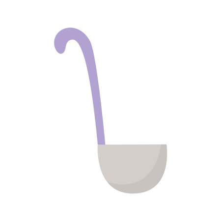 Culinary ladle clip art vector graphics. Cook kitchen utensils isolated on white background. Soup, sauce or broth scoop, flat styleのイラスト素材