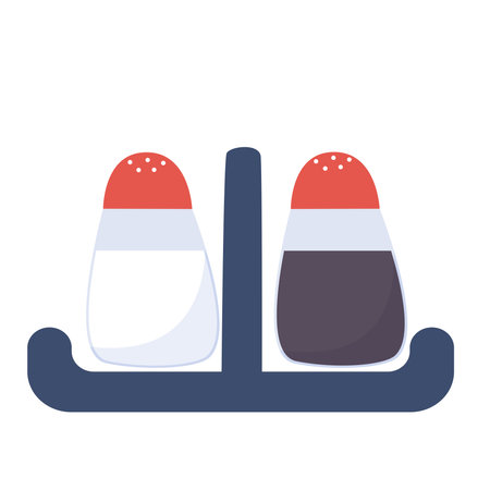 Set of jars for table setting salt pepper. Spices in glass jars, isolated vector graphics. Salt and pepper shakers clip artのイラスト素材