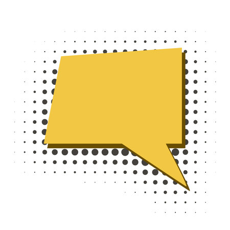 Yellow conversational dialog box in halftone style. Empty speech bubble template for text. Clip art icon for message, vector graphicsのイラスト素材