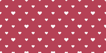 Small white hearts on raspberry red background. Romantic, delicate  print. Pattern for Valentines...
