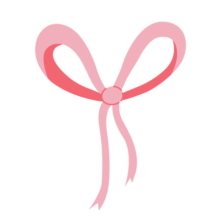 Simple pink ribbon tied in bow. Cute bow isolated on white background. Vector elementのイラスト素材