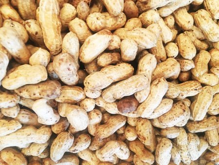 Boiled peanuts street food in local market Thailand.Background peanut.