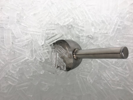 metal scoop with ice crushed.の写真素材