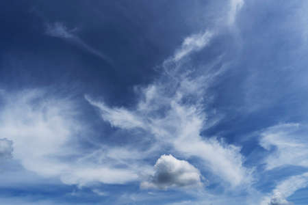 blue sky with white clouds in winter.