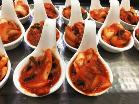 The most famous Korean traditional food Kimchi stored in Kimchi container. Make a Kimchi concept.