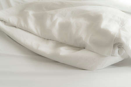 Soft smooth white silk fabric background. Fabric texture.の写真素材