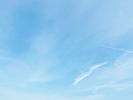 Beautiful clouds during spring time in a Sunny day. Blue sky and white fluffy clouds.の写真素材