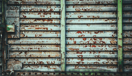 iron background - wall of an old rusty freight car, green colorの写真素材