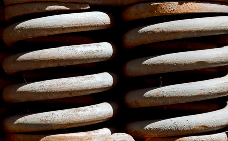 iron background - closeup of iron springs from a freight railroad carの写真素材