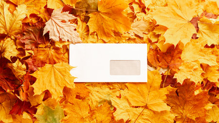 Autumn concept - background of dry fallen autumn leaves with space for text in the middle - an...