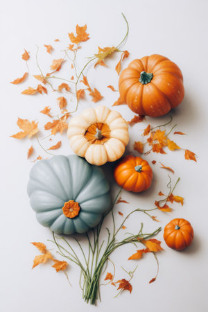 Flat lay of pumpkin bouquetの素材
