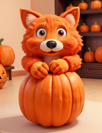 Fox-pumpkin, toy, cartoon characterの素材