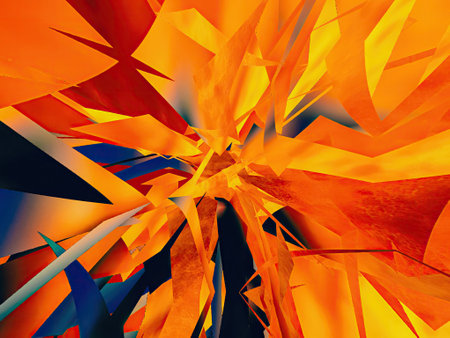 Kaleidoscope background - a vibrant abstract composition of chaotic geometric shapes in sharp...