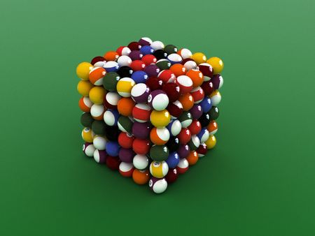 cube shaped  pool balls. close up billiard balls. 