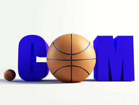 domain .com with basketball. internet sport concept