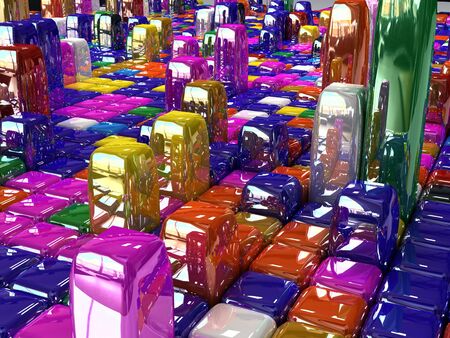 3d abstract background squares with different colors and white reflection. three dimensional shapeの写真素材