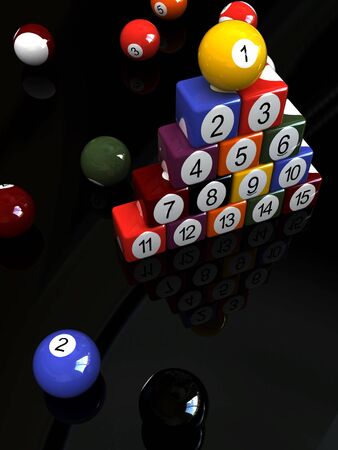 Number One ball on top of a pyramid of square pool balsl