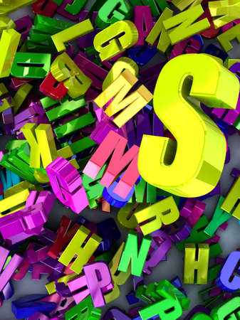 digital illustration. Letters falling from the skyの写真素材