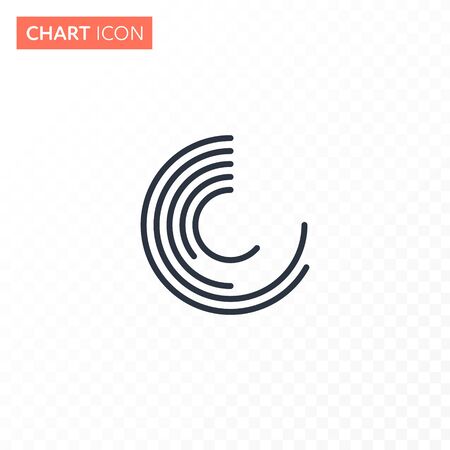 Vector flat circle modern chart diagram illustration. Simple black color icon isolated on white to transparent background. Concept of finance statistics, analitics. Design element for ui, report, webのイラスト素材