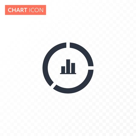 Vector flat pie with column chart diagram illustration. Simple black color icon isolated on white to transparent background. Concept of finance statistics, analitic. Design element for ui, report, webのイラスト素材