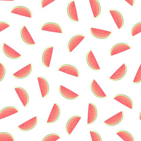 Vector modern simple fruit seamless pattern. Irregular composition of watermelon slices illustration...
