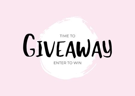 Vector banner with "Time to giveaway. Enter to win" text on pink background with white spot. Decoration illustration for business account. Advertizing for like or repost in social media.のイラスト素材