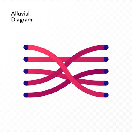 Infographic design element collection. Vector flat color illustration. Alluvial diagram isolated on white to transparent background. Design for ui, scientific poster, marketing, presentation.のイラスト素材