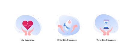 Insurance color icon collection. Life and health concept.のイラスト素材