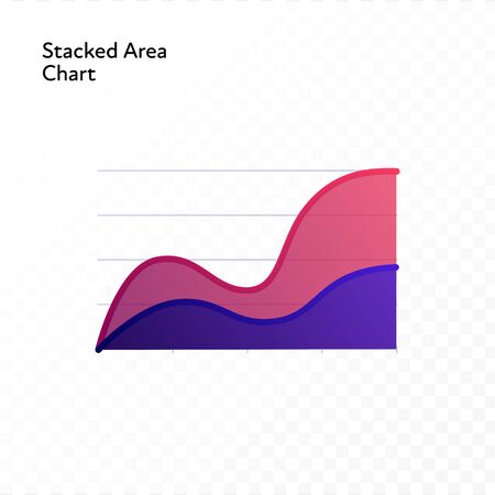 Infographic design element collection. Vector flat color illustration. Stacked area chart isolated on white to transparent background. Design for ui, scientific poster, marketing, presentation.のイラスト素材