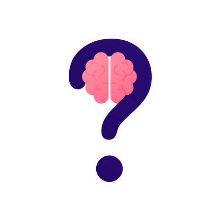 Mind, think, psychology and mental disease concept. Vector flat color icon illustration. Brain...