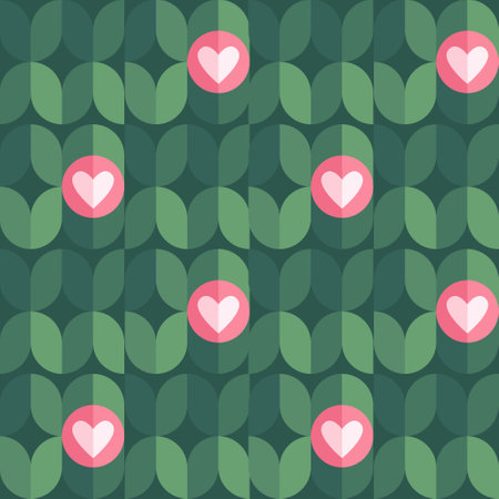 Geometric abstract background collection. Vector colorful illustration. Pink heart and green leaf...