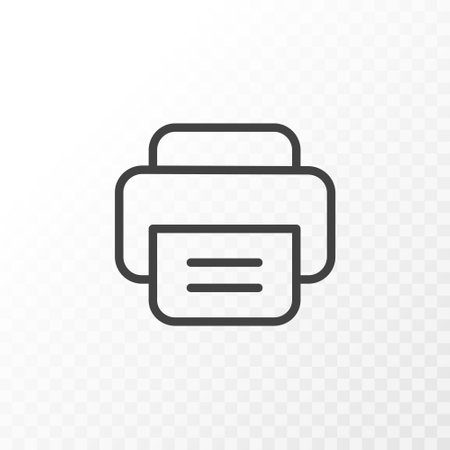 Outline style ui icons collection. Vector black linear illustration. Printer with paper technology...