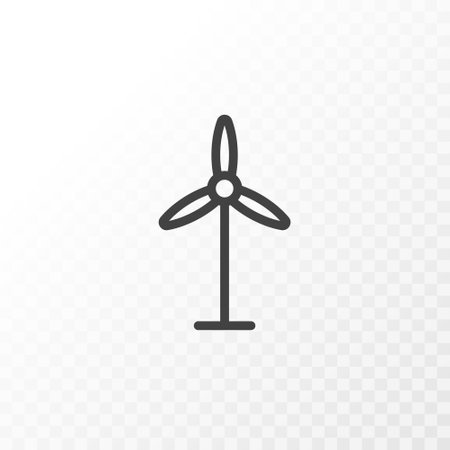 Outline style ui icons collection. Vector black linear illustration. Wind turbine generator symbol isolated on background. Design element for business, ecology, energy industry.のイラスト素材