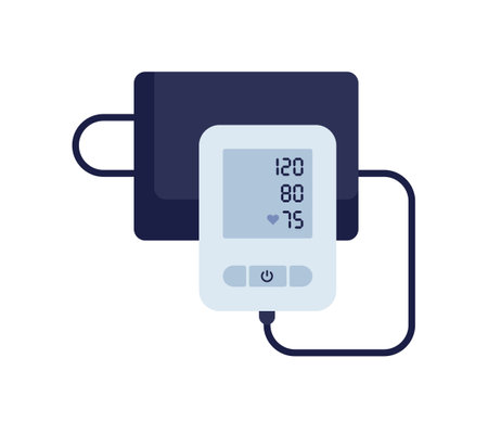 blood pressure infographic. Vector flat modern illustration. Pressure monitor tool isolated on white background. Design for healthcare, cardiology.のイラスト素材