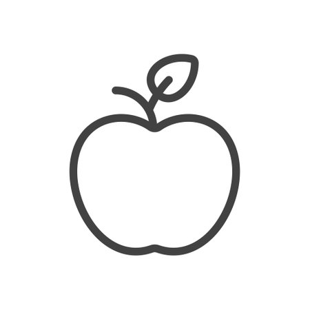 Outline style ui icons education and school class collection. Vector black linear illustration. Apple fruit knowledge symbol isolated on white background. Design element for food collegeのイラスト素材