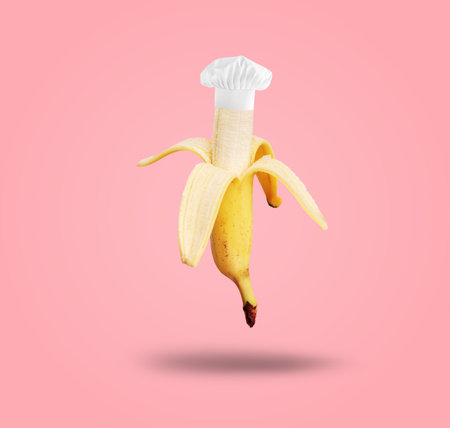 Modern art collage. Banana Chef. Modern food conceptの写真素材