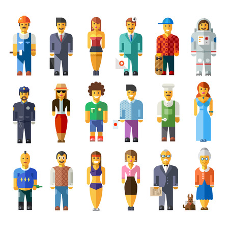 Cartoon flat people different charactersのイラスト素材