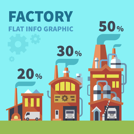 Factory. Flat info graphic elements. Vector illustrationのイラスト素材
