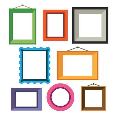 Vector set of different colorful photo frames in flat styleのイラスト素材