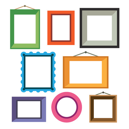 Vector set of different colorful photo frames in flat style