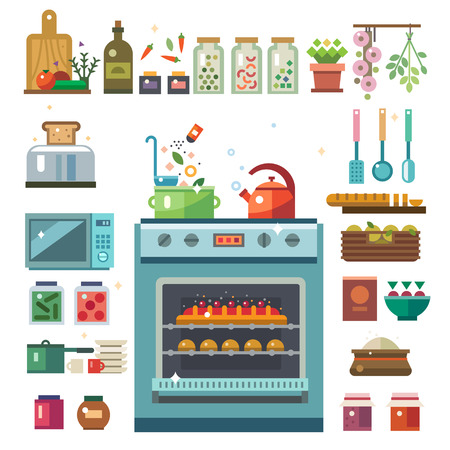 Illustrations of food in the cooking processのイラスト素材