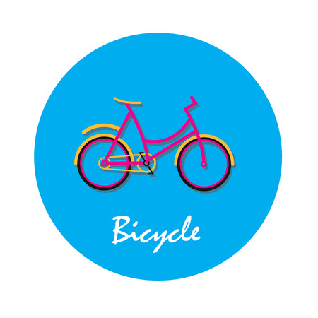 Bicycle flat icon in round shapeのイラスト素材