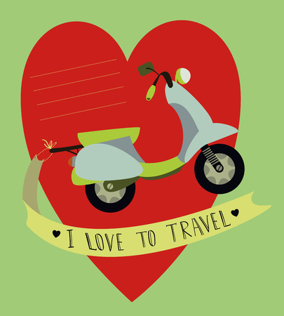 Colored Vector picture with scooter and heartのイラスト素材