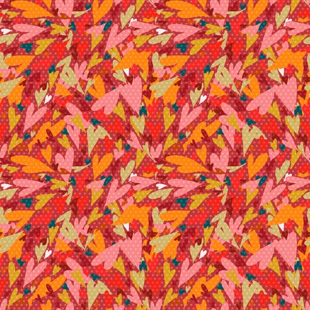 Valentine seamless pattern with bright colorful hearts. 14 February. Valentine's Day background.のイラスト素材