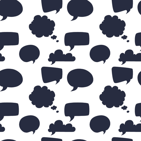 Seamless pattern with speech and thought bubbles on the white background.のイラスト素材
