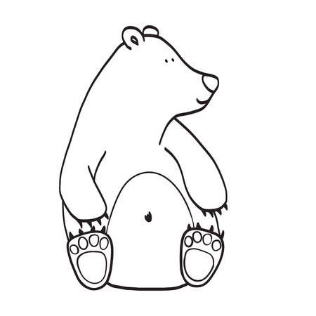 Cute hand drawn cartoon bear isolated on white background.のイラスト素材
