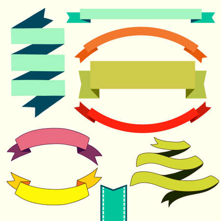 Set of colorful cute ribbon banners.のイラスト素材